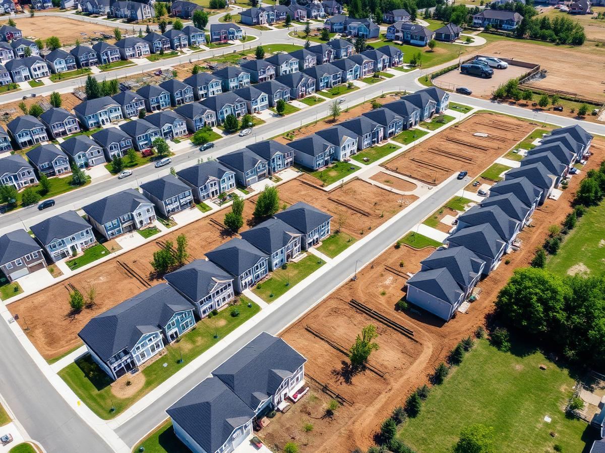 Aerial view of a residential development site